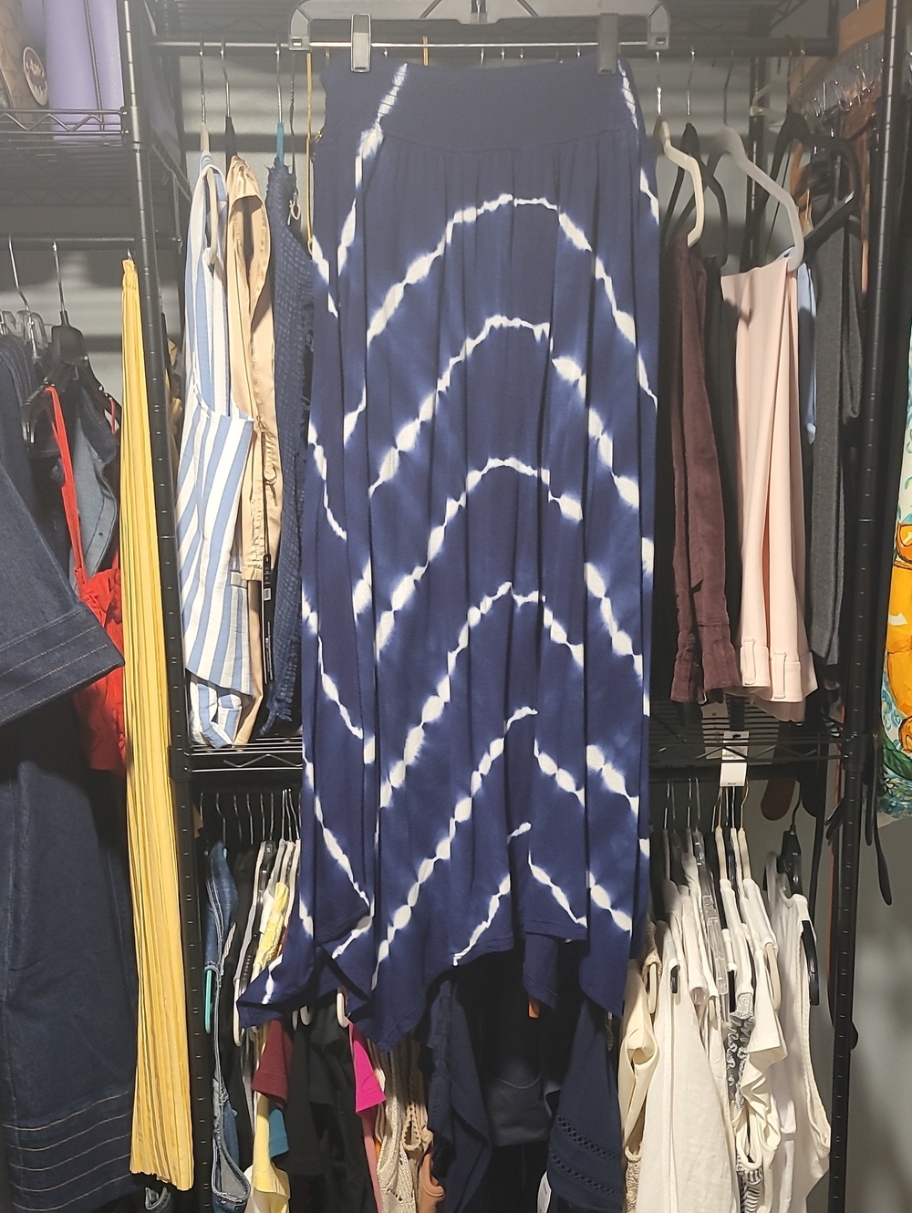5 For $25 Time and Tru Navy and White Tie-Dye High-Low Maxi Skirt